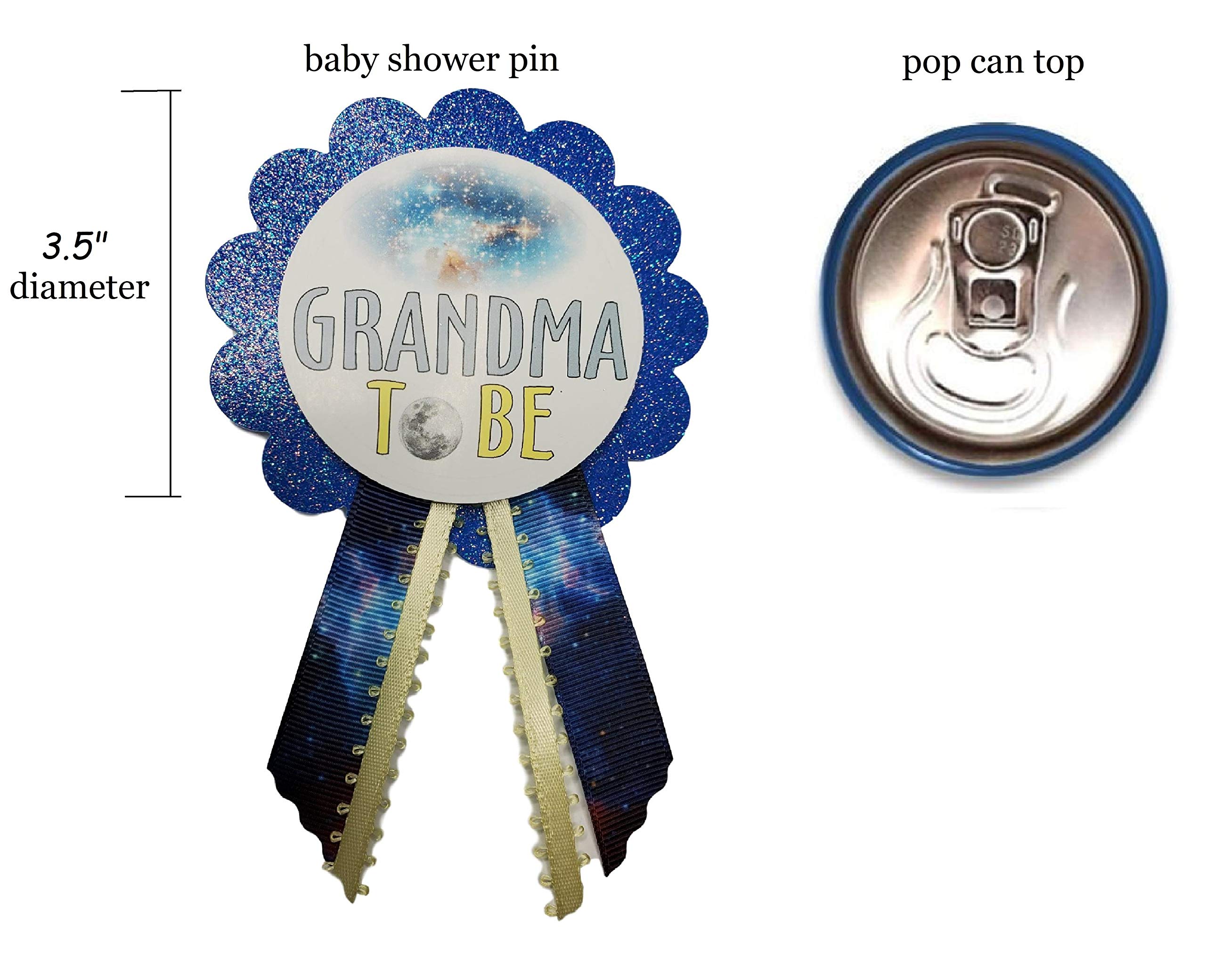 Galaxy Baby Shower Pins for Family to Wear at Gender Reveal Outer Space Theme Rockets It's a Boy Sprinkle (grandma pin)