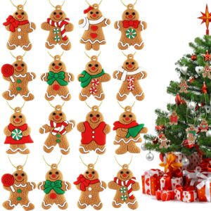 32 pieces gingerbread man ornaments for christmas tree mini gingerbread men christmas decorations hanging charms gingerbread house decor christmas holiday indoor decorations(small, vivid style)