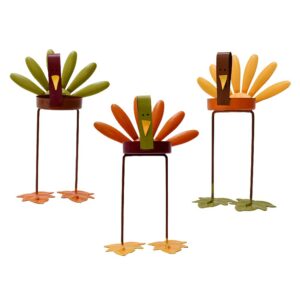 decorative candle holder thanksgiving turkey decorations set of 3, metal turkey home decor accent rustic tealight candle holder centerpiece for dining room table, coffee table decor