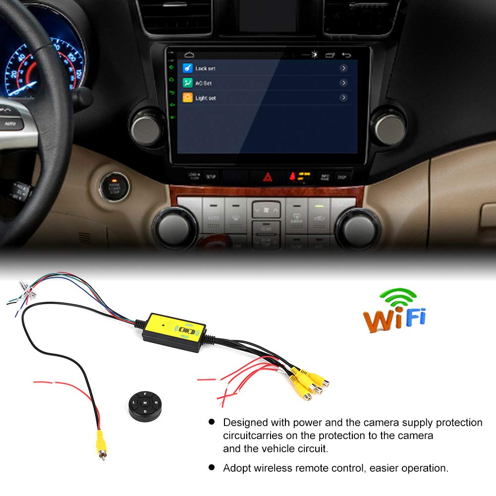 Qiilu Car Backup Camera Splitter Switch, Intelligent Car Video Switcher Converter 4 Input 1 Output Switch Video System Auto Parts