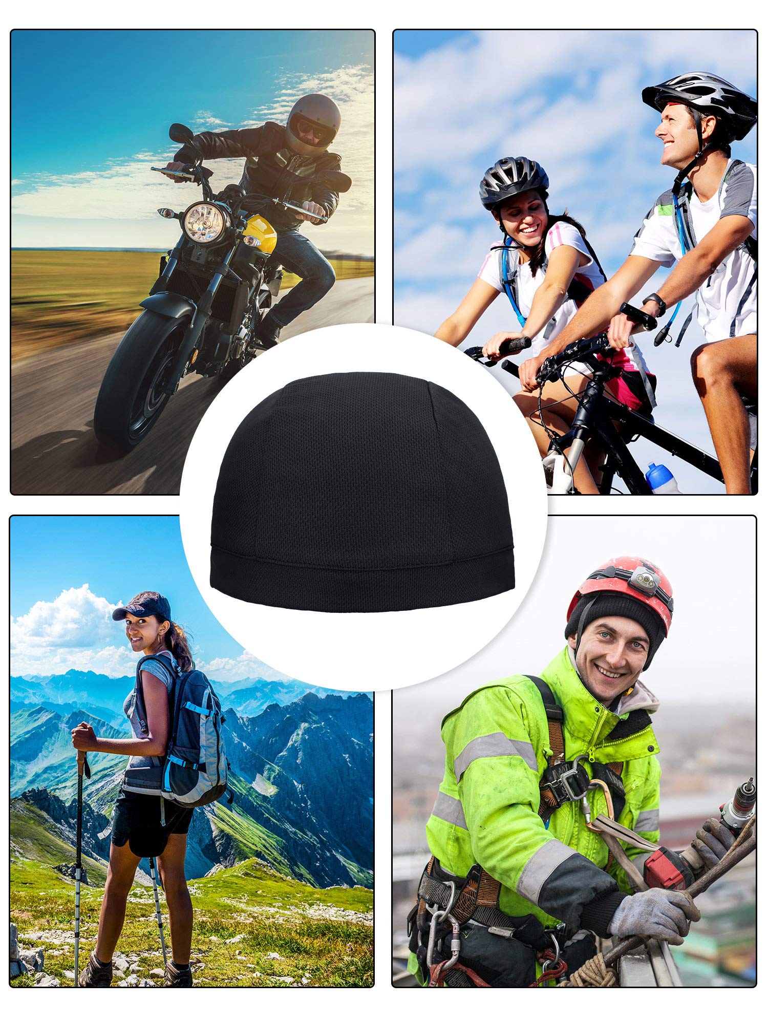 SATINIOR 9 Pieces Helmet Liner Skull Caps Sweat Wicking Cycling Hat Cooling Beanie Hat (Chic Colors)