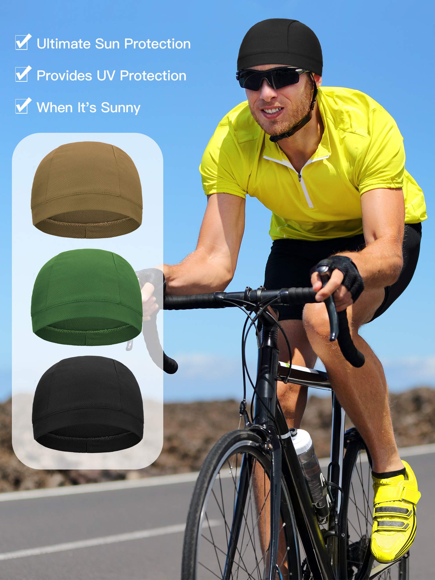 SATINIOR 9 Pieces Helmet Liner Skull Caps Sweat Wicking Cycling Hat Cooling Beanie Hat (Chic Colors)