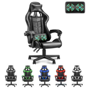 soontrans gaming chair black,high-back computer chair,ergonomic game chair,racing gamer chair with adjustable headrest and lumbar support (carbon black)