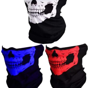 TYmall 3pcs Face Bandanas Skull Face Mask for Motorcycle Bike Riding Fishing Hunting Cycling