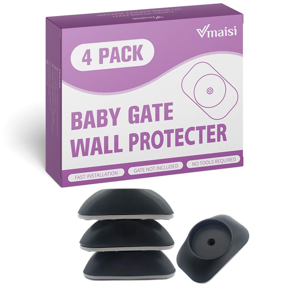 Vmaisi Baby Gate Wall Cup Protector Make Pressure Mounted Safety Gates More Stable - Wall Damage-Free - Fit for Doorway, Door Frame, Baseboard - Work on Dog & Pet Gates (Black)