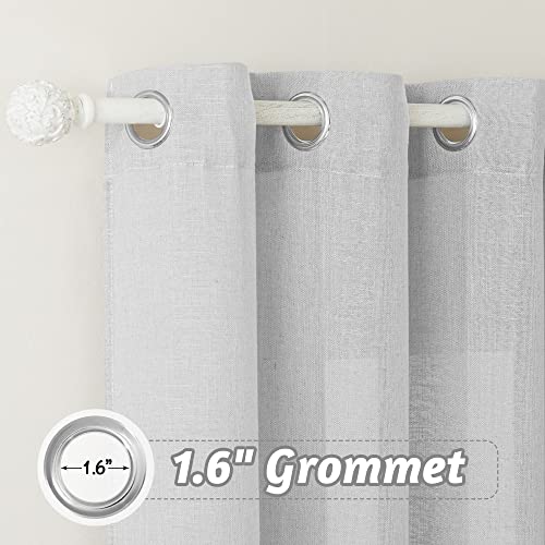 RYB HOME Grey Sheer Curtains - Linen Curtains Grommet Window Curtain Drapes Light Airy Semi Sheers for Bedroom Patio Living Room Patio Door, Wide 52 x Long 84 inch, 2 Panels, Dove Grey