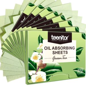 teenitor 800 counts natural green tea oil control film, oil absorbing sheets for oily skin care, blotting paper