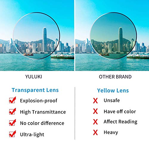 Yuluki Blue Light Blocking Glasses Spring Hinge,Lightweight Tritan Frame Fashion Anti Glare Eyestrain Computer Glasses