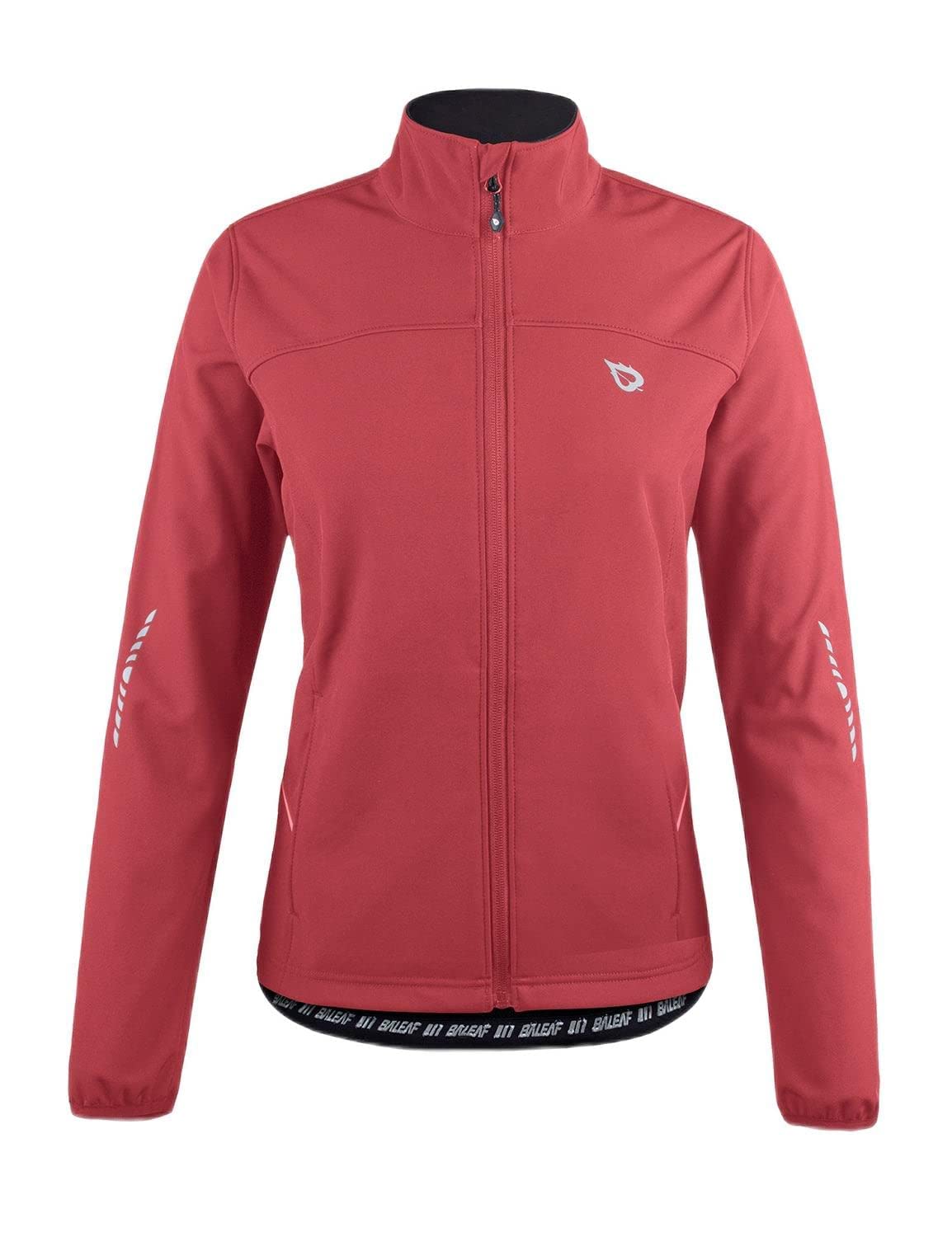 BALEAF Women's Cycling Jacket Windproof Thermal Winter Running Cold Weather Gear Waterproof Softshell Warm Rose Red Size XXL