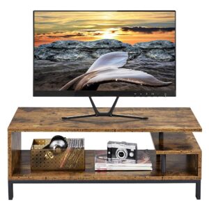 yaheetech tv stand for bedroom with storage shelves, tv console table for tvs up to 50 inch with open storage, entertainment center for small spaces