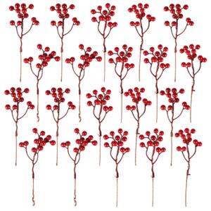 20 pack artificial red berry stems, 7.1 inch burgundy red berry picks holly berries branches for christmas tree decorations crafts wedding holiday season winter décor home decor