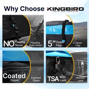 KING BIRD Aerodynamic Rooftop Cargo Carrier Bag, 20 Cubic Feet Car Waterproof Roof Bag for All Vehicles with/Without Rack, Includes Anti-Slip Mat, 8 Reinforced Straps, 4 Door Hooks, Luggage Lock