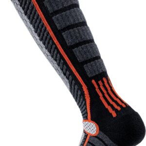 TSLA Men and Women Winter Ski Socks, Calf Compression Snowboard Socks, Warm Thermal Socks for Cold Weather, 2pairs Black/Black & Orange, Medium