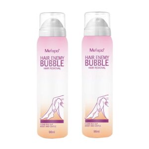 mefapo painless hair removal cream,depilatory bubble wax body bikini legs hair remover foam mousse in spray bottle pomades waxes (2 bottles)