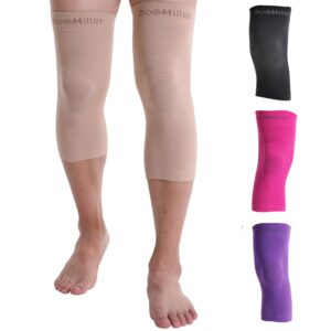 Doc Miller 2 Pack Knee Compression Sleeve Brace for Men & Women - Best Support for Gym Workout, Running, Sports, ACL, Meniscus Tear, Arthritis, Joint Pain Relief & Injury Recovery