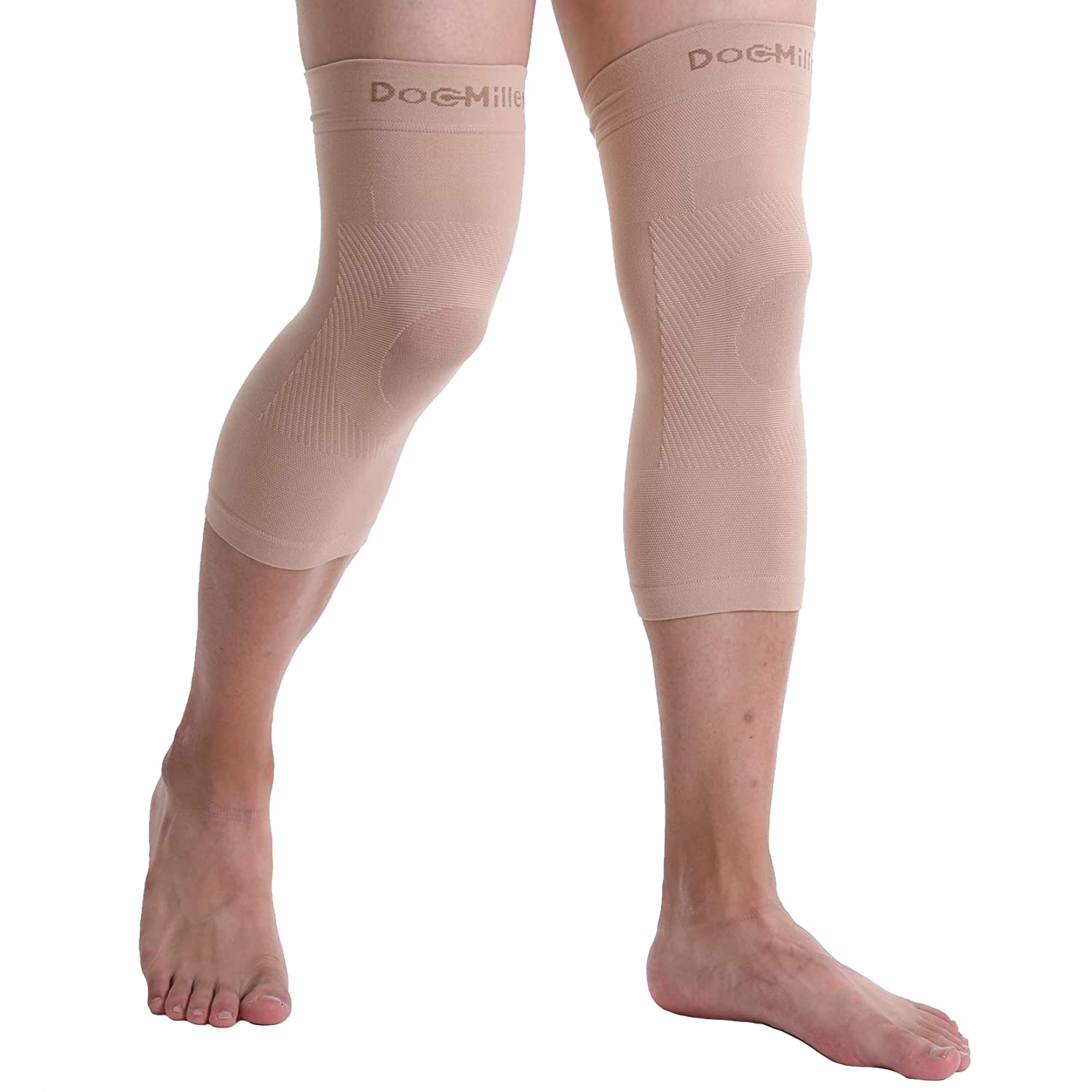 Doc Miller 2 Pack Knee Compression Sleeve Brace for Men & Women - Best Support for Gym Workout, Running, Sports, ACL, Meniscus Tear, Arthritis, Joint Pain Relief & Injury Recovery