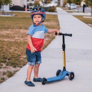 3 Wheels Toddler Scooter for Boys Girls Kick Scooter for Kids Age 2-5 Years Old, PU Light Up Wheels, Adjustable Handlebar, Lean to Steer, Extra Wide Deck, Blue