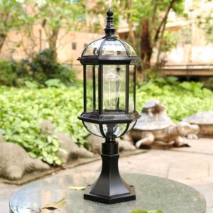 DLGGO European Victorian Rustic Waterproof LED Pillar Wall Lamp 3-Layer Column Lamp Black Finish Vintage Outdoor Glass Lantern LED Post Lighting Villas Garden Porch Home Landscape Pathway Lights E27