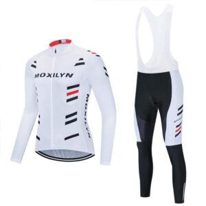 MOXILYN Mens Cycling Clothes Bike Jersey Kit MTB Long Sleeve Cycling Jersey Set Bike Bibs with 20D Gel Pad