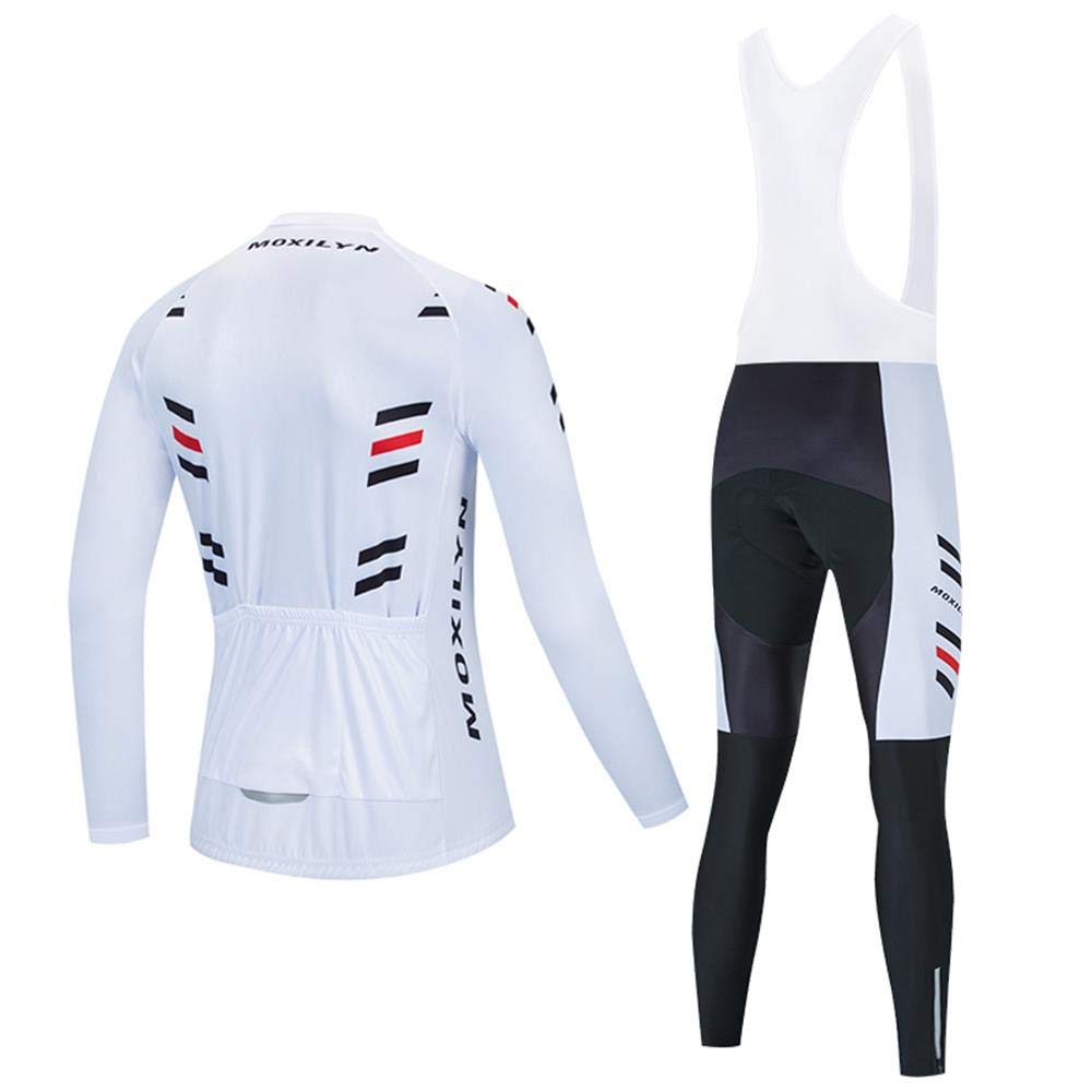 MOXILYN Mens Cycling Clothes Bike Jersey Kit MTB Long Sleeve Cycling Jersey Set Bike Bibs with 20D Gel Pad