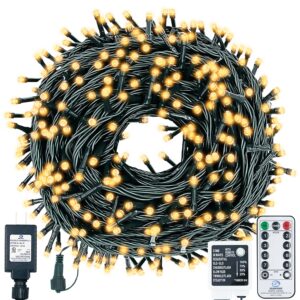 decute 500 led christmas tree string lights 164ft connectable with remote, 8 modes &timer outdoor indoor twinkle starry lights for halloween patio garden wedding party decor warm white