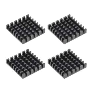 uxcell 5x25x25mm black aluminum heatsink thermal adhesive pad cooler for cooling 3d printers 4pcs