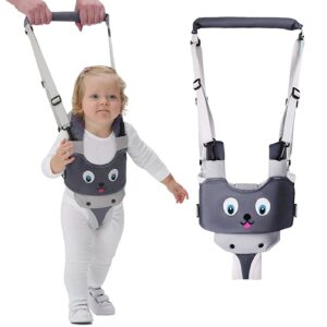 iulonee baby walker, handheld kids toddler walking harness helper assistant protective belt child activity walker adjustable standing up walking learning helper for toddler 7-24 month (grey)