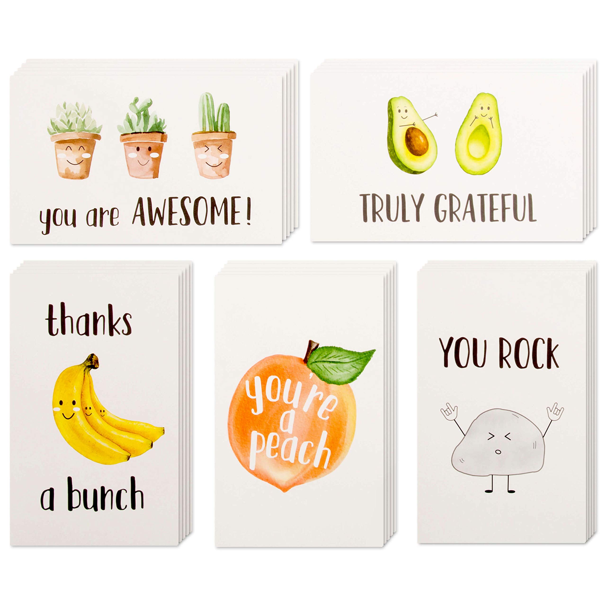 VNS Creations 40 Funny Thank You Cards with Envelopes & Stickers - Employee Appreciation Cards - Cute Thank You Cards - Funny Thank You Notes - Funny Blank Cards for Teachers, Employees, and Coworkers