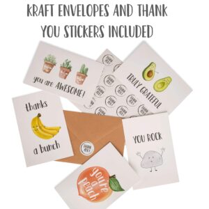 VNS Creations 40 Funny Thank You Cards with Envelopes & Stickers - Employee Appreciation Cards - Cute Thank You Cards - Funny Thank You Notes - Funny Blank Cards for Teachers, Employees, and Coworkers