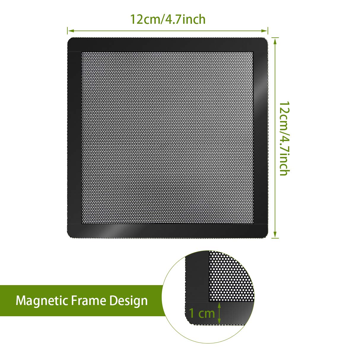 120mm 140mm PC Fan Dust Filter Magnetic Frame Computer Fan Grills Black Dust Mesh PC Cooler Filter Screen Dustproof Case Covers 5 Pack (120 * 120mm)