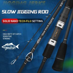 GooFish® Solid Nano Tech Blank Series-Matte Black Fuji Setting Size 6'6 PE2-4 Jig 120-350g Saltwater Slow Pitch Jigging Rod-Casting&Left Spiral Wrap