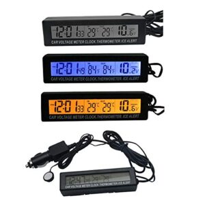 car 3 in1 led digital display clock in/out tempeure thermometer voltage monitor meter