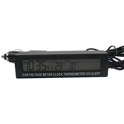 Car 3 in1 LED Digital Display Clock in/Out Tempeure Thermometer Voltage Monitor Meter