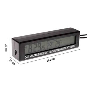 Car 3 in1 LED Digital Display Clock in/Out Tempeure Thermometer Voltage Monitor Meter