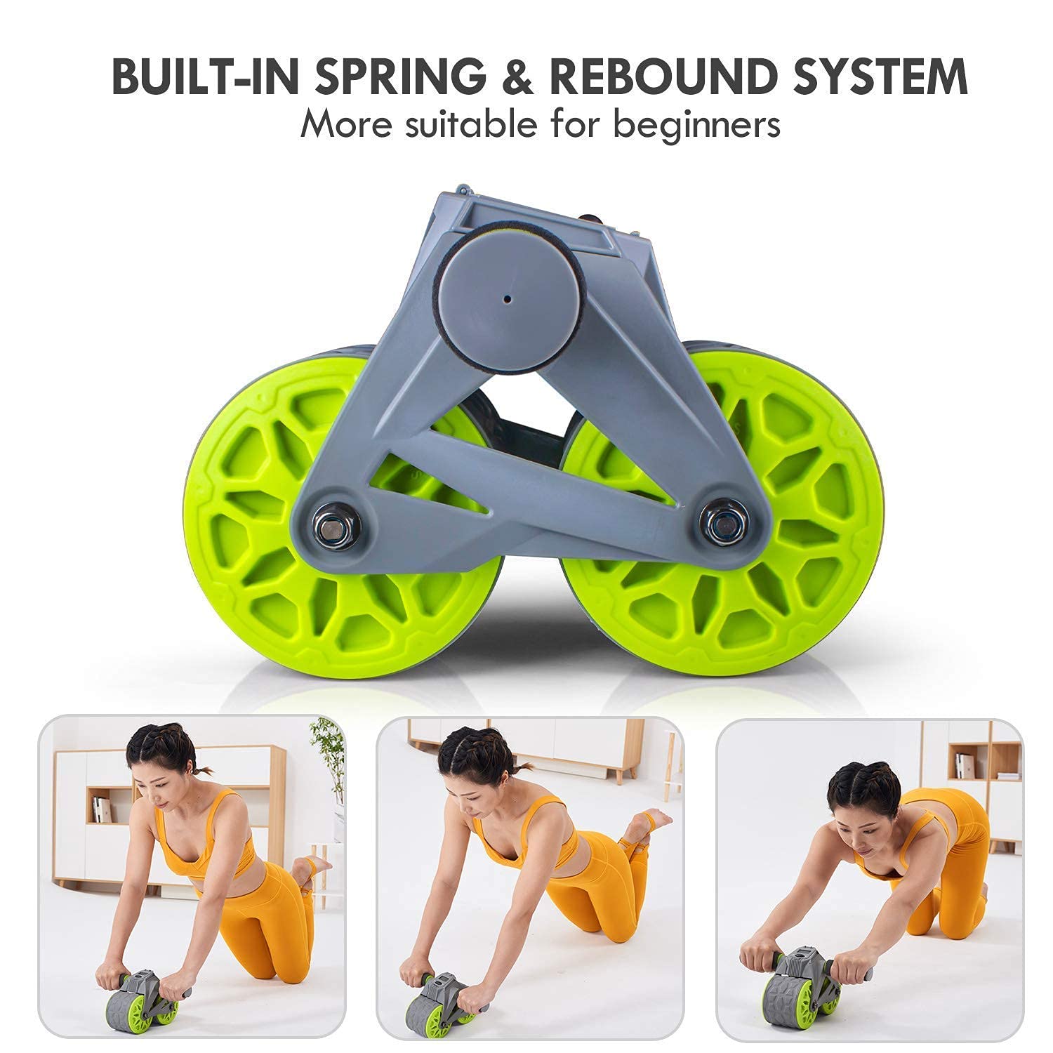 leikefitness Folding Exercise Bike and Ab Wheel Roller with Intelligent Display Bundle