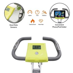 leikefitness Folding Exercise Bike and Ab Wheel Roller with Intelligent Display Bundle