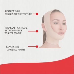 Post Surgical Chin Strap Bandage for Women - Neck and Chin Compression Garment Wrap - Face Slimmer, Jowl Tightening (M)
