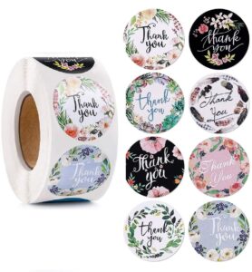 1000 pcs 1.5 inch thank you sticker foil thank you labels for sealing, decoration (8 designs, 1000 pcs * 1 roll)