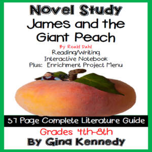 novel study- james and the giant peach by roald dahl and project menu