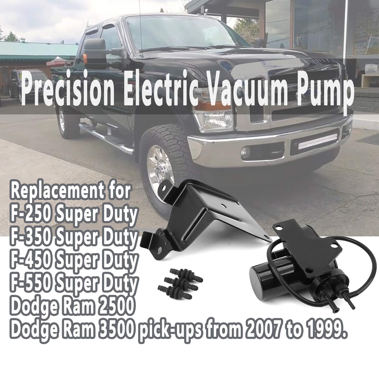 HRepair 904-214 Electrical Engine Vacuum Pump Fits For 1999-2010 Ford Excursion F250 F350 F450 Super Duty 7.3L 6.4L 2003-2004 Dodge Ram 2500 3500 Replaces Vacuum Pump 4C3Z-2A451-BA 6C3Z-2A451-A