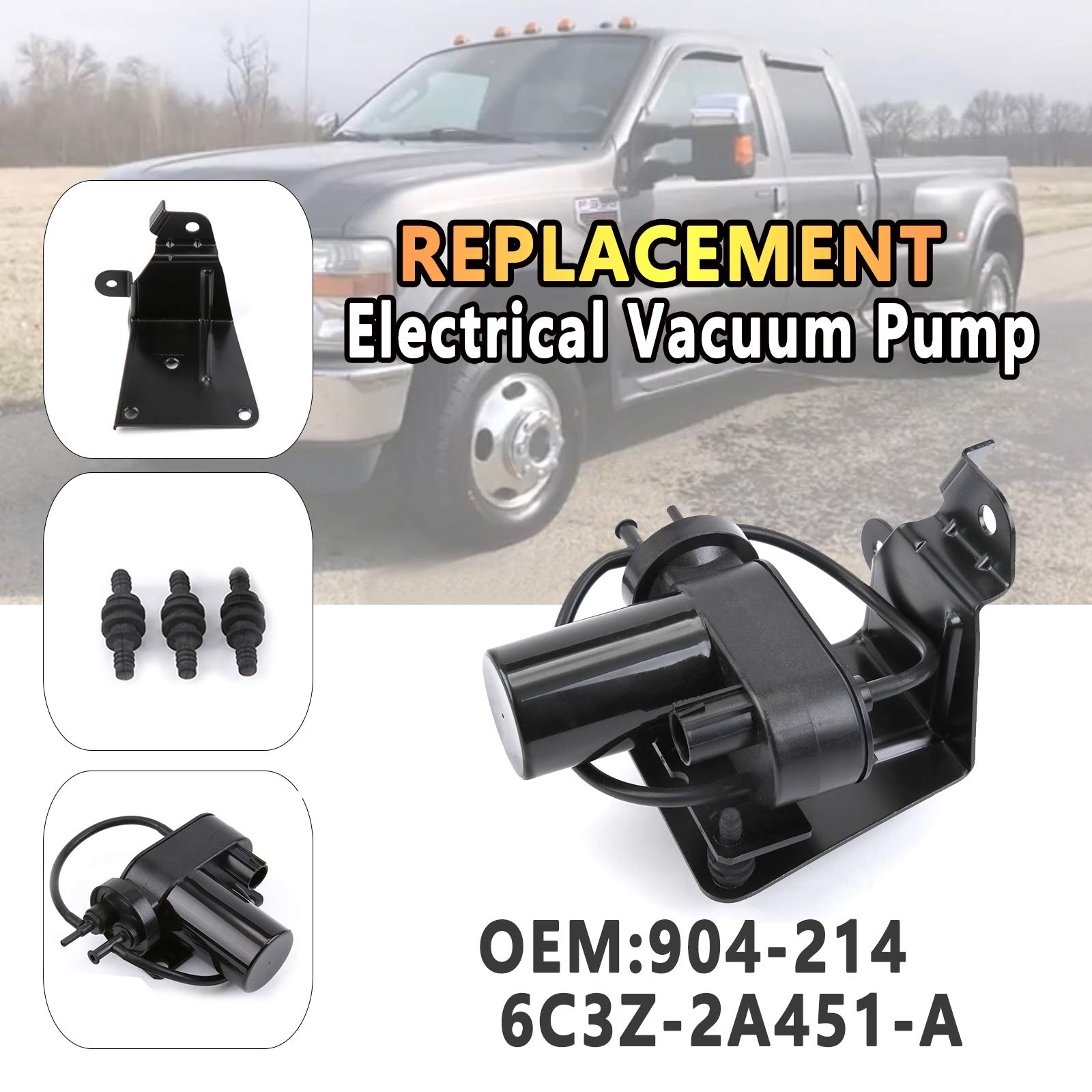 HRepair 904-214 Electrical Engine Vacuum Pump Fits For 1999-2010 Ford Excursion F250 F350 F450 Super Duty 7.3L 6.4L 2003-2004 Dodge Ram 2500 3500 Replaces Vacuum Pump 4C3Z-2A451-BA 6C3Z-2A451-A