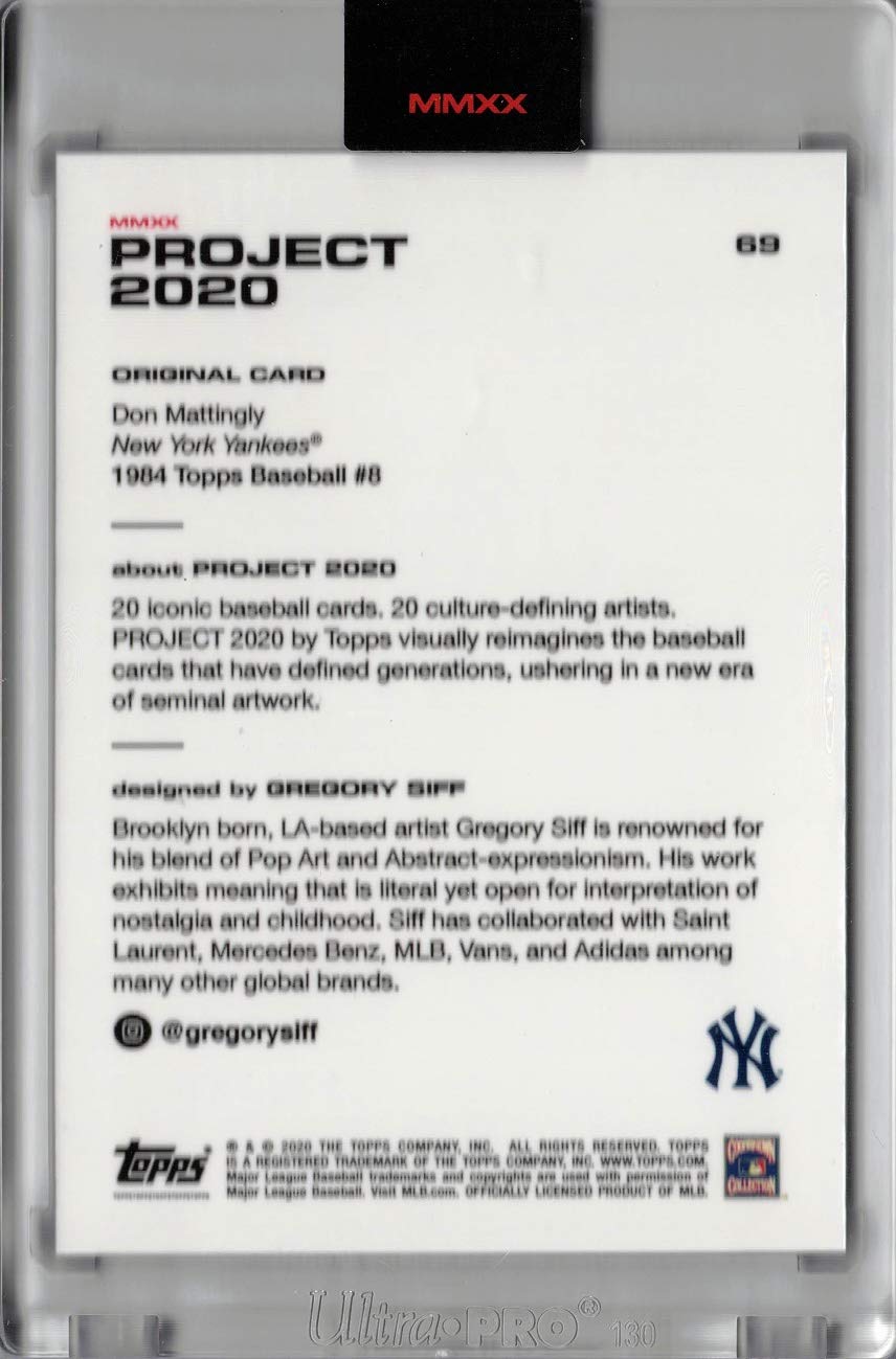 Topps Project 2020 Baseball Card #69 1984 Don Mattingly by Gregory Siff - Only 7,900 made!