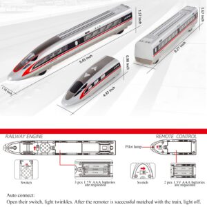 Remote Control Electric Bullet Train Sets, Battery-Powered High Speed Rail Toy with Sound & Light, Die Cast Alloy Model Express Car, Gifts for Kids 3 4 5 6 7 8+