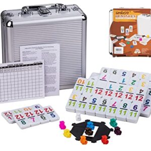 Smilejoy Double 12 Colorful Number Dot Dominoes, Mexican Train Domino Game Double Twelve Domino Set with Aluminum Case, 91 Tiles,(2-9 Players)