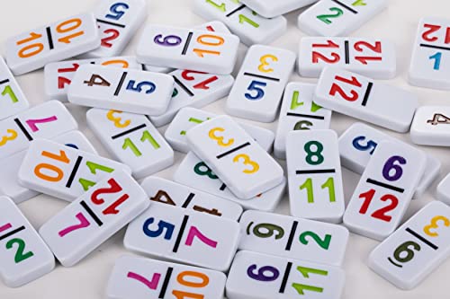 Smilejoy Double 12 Colorful Number Dot Dominoes, Mexican Train Domino Game Double Twelve Domino Set with Aluminum Case, 91 Tiles,(2-9 Players)