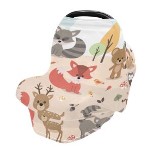 nursing cover breastfeeding scarf woodland forest animals - baby car seat covers, stroller cover, carseat canopy (902h)