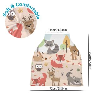 Nursing Cover Breastfeeding Scarf Woodland Forest Animals - Baby Car Seat Covers, Stroller Cover, Carseat Canopy (902h)