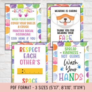school safety signs - classroom posters - set of 4 printable signs