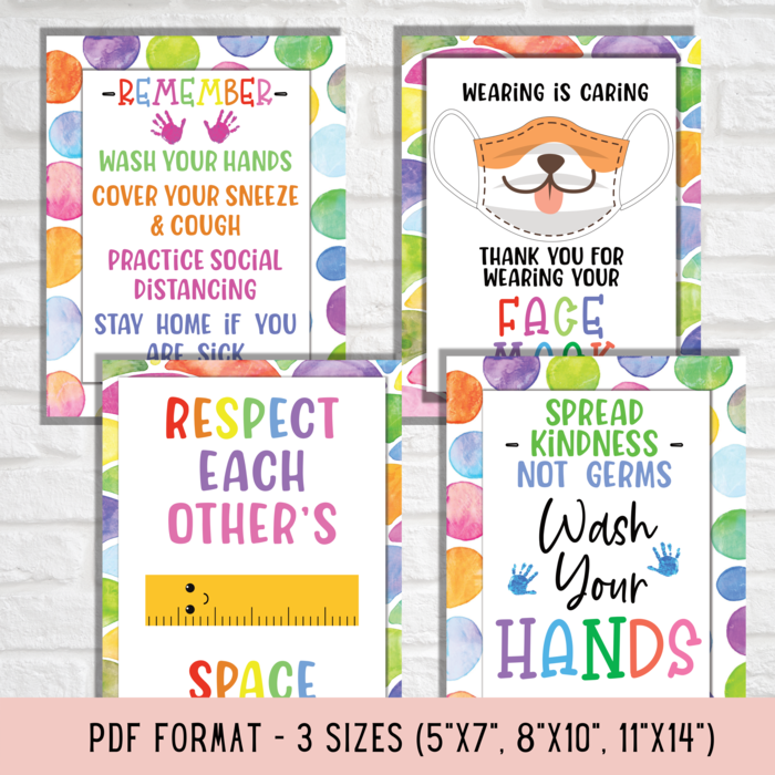 School Safety Signs - Classroom Posters - Set of 4 Printable Signs