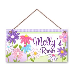 pretty lilac garden flowers girls room and baby nursery kids bedroom personalized name door wall art decor gift